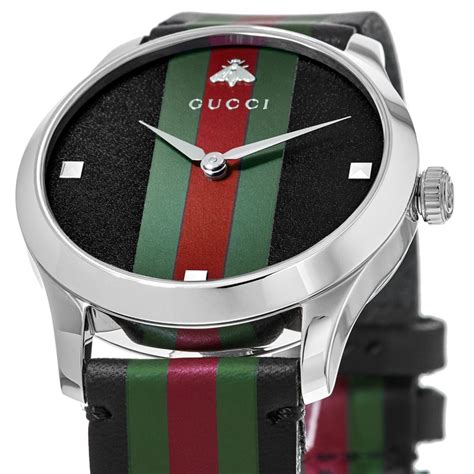 gucci g-timeless black dial black leather|Gucci g timeless leather watch.